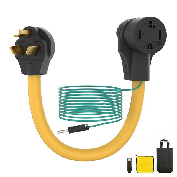Rental Friendly Plug and Play Dryer Adapter 4 Prong to 3 Prong 1.5FT 30 Amp with Safety Ground Wire NEMA 10-30P Male to 14-30R Female Outlet Plug Power Cord