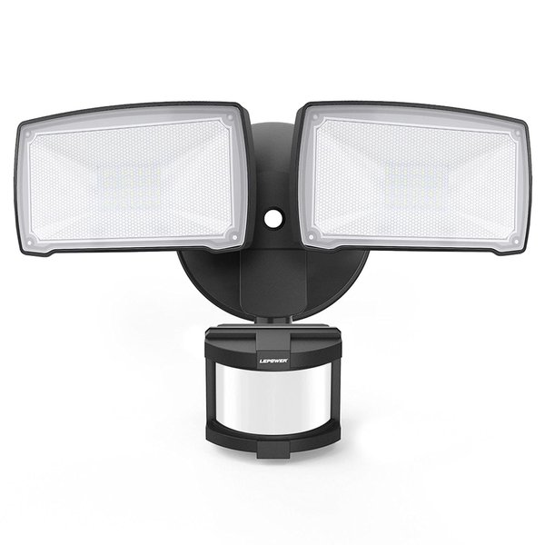 LEPOWER LED Security Lights Motion Sensor Light Outdoor, 30W 3200LM Motion Security Light, 5500K, IP65 Waterproof, 2 Head Motion Detector Flood Light for Garage, Yard, Porch (Not Solar Powered)