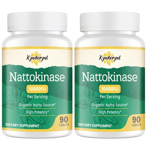 Kynderynl Nattokinase Supplement 10000FU – Organic Natto Enzyme 500mg for Circulatory Wellness, Enteric-Coated Tablets Aiding Digestion & Assisting Absorption, Vegan, 90 Tablets (90-Day Supply) -2P