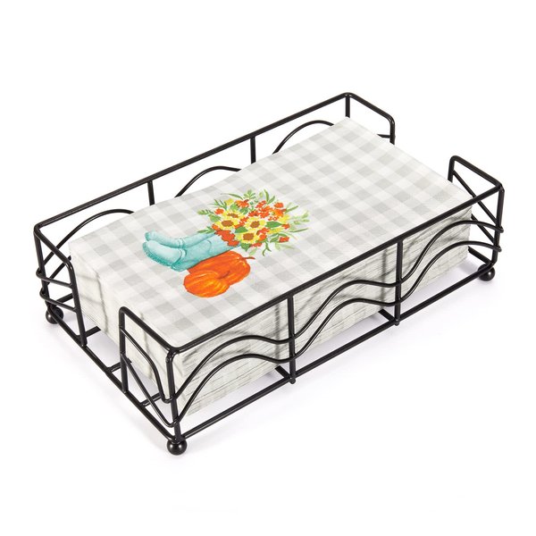 Ebristar Guest Towel Napkin Holder, Elegant Disposable Paper Hand Towel Holder, Modern Black Napkin Holder Storage Tray, Sturdy Guest Towel Holder Tray for Bathroom Kitchen Dining Table - Rectangle