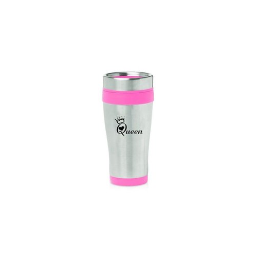 Hot Pink 16oz Insulated Stainless Steel Travel Mug Z726 Queen with Crown
