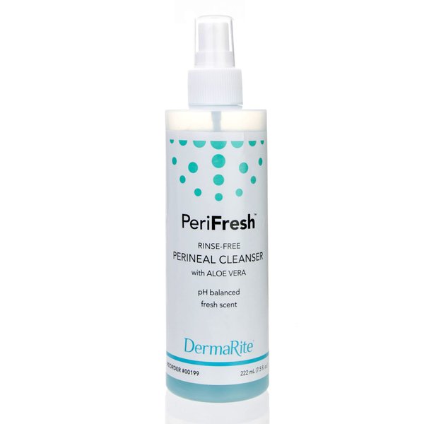 DermaRite PeriFresh Rinse-Free Perineal Cleanser - Aloe Vera Enriched, pH-Balanced, Odor Neutralizing - 7.5 oz, 1 Count