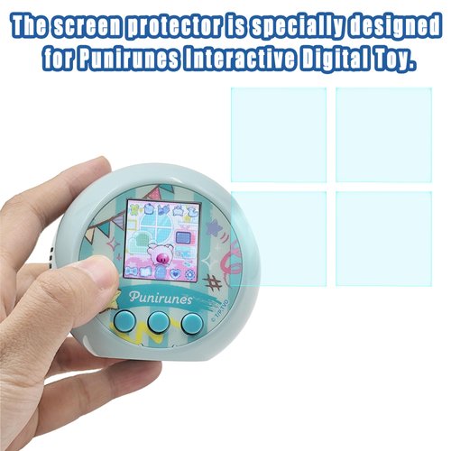 xcivi 4 Pack Screen Protector Only for Punirunes Interactive Digital Toy, Tempered Glass Screen Protector for Punirunes Interactive Digital Toy with 55 Squishy Characters Inside