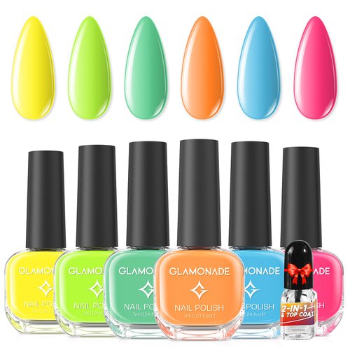 Glamonade Nail Polish Set Fingernail: Quick Dry Rainbow Nail Polish Kit with Top Coat for Finger Nail Regular Nail Polish Pack Mini Toe Nail Polish Gift Set for Girls Women
