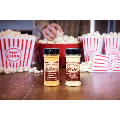 Amish Country Popcorn | Seasoning Variety Pack | Cheddar Cheese - 5.1 oz and White Cheddar Cheese - 3.8 oz Popcorn Seasoning | Old Fashioned, Non-GMO and Gluten Free
