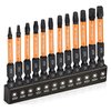 12-Pack Square Drive Bits- Premium S2 Alloy Steel Square Bit Set Magnetic Heads- Robertson Square Drill Bit Set (Long 2.55"& Hex Shank) Square Head Screwdriver Sizes #0, 1, 2, 3, and #4