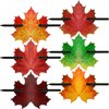 6 Pcs Leather Hair Clip with Stick Maple Leaf Leather Hair Barrettes Autumn Leaves Faux Leather Hair Autumn Whimsical Accessory Head Piece Colorful Leaves Hair Pins Ponytail Holders for Women Girls