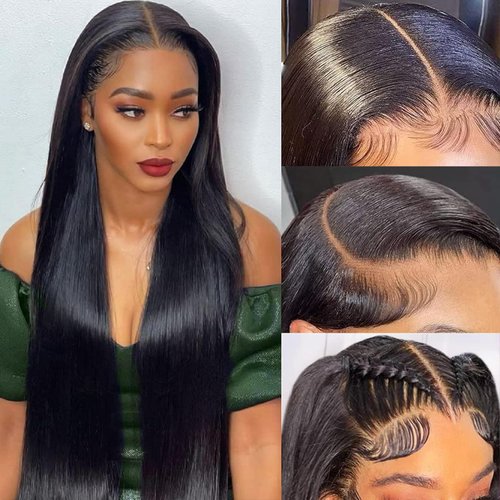 30 Inch Lace Front Wig Human Hair Straight 13x4 HD Transparent Lace Front Wigs Human Hair Pre Plucked with Baby Hair 180% Density Brazilian Virgin Straight Human Hair Full Frontal Wigs for Black Women