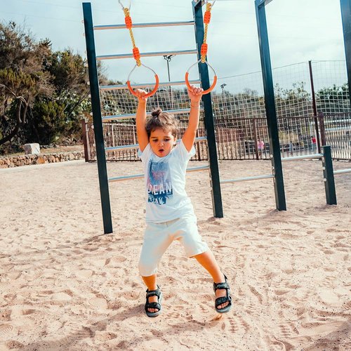 Green Hanging Ninja Ring Swing Monkey Bar for Kids Adult Backyard Obstacle Course, Indoor Outdoor Training Equipment Play Set Trapeze Bar Climb Ring Jungle Gym Gymnastic Ring Fist with Carabiner