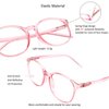 VisionGlobal Blue Light Blocking Glasses for Women/Men, Anti Eyestrain, Stylish Oval Frame, Anti Glare (Clear Pink, 3.75 Magnification)