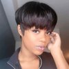 HOTKIS Pixie Cut Wig Human Hair Short Human Hair Wigs for Black Women Blunt Cuts Straight Pixie Wigs Human Hair Short Cut Wigs with Neat Bangs
