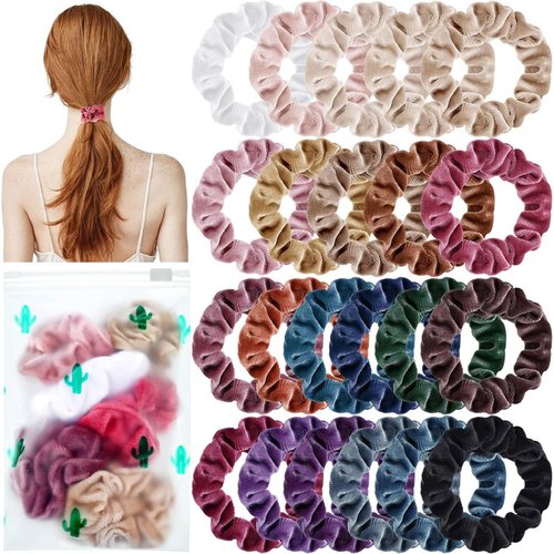 22 Pieces Velvet Hair Scrunchies Elastic Hair Bands Scrunchy Hair Ties Ropes Velvet Elastic Hair Bobble Scrunchy Soft Hair Ties Ponytail Holder for Girls and Women Hair Accessories with Storage Bag