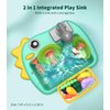 Geyiie Mini Toddler Sink Toy, Play Sink with Running Water, Automatic Water Cycle System and 13Pcs Rich Kitchen Accessories, Kids Pretend Role Play Dinosaur Dishwasher Toys for Boys and Girls