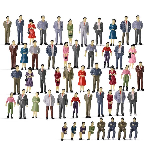P50 Model Trains Architectural 1:50 O Scale Painted Figures O Gauge Sitting and Standing People for Miniature Scenes New (50PCS)