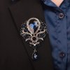 Rumtock Dark Blue Rhinestones Elegant Silver Brooch for Women Girls Spark Jewelry Prom Dancing Ball