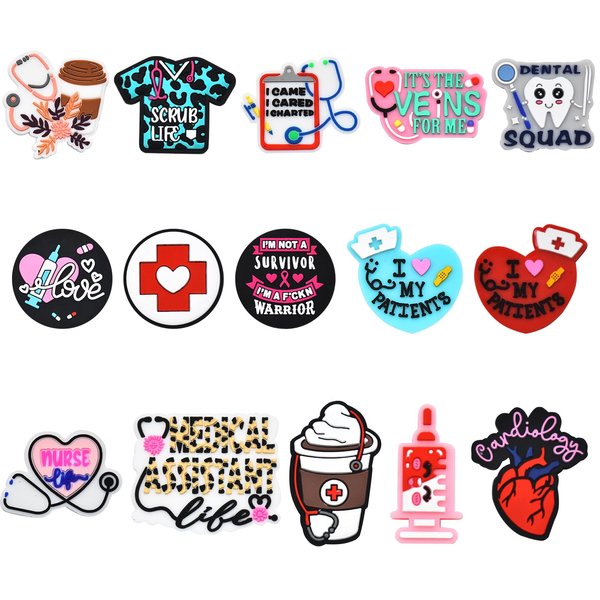 WOZADU 15 PCS Silicone Focal Beads for Pens Characters Hospital Theme Silicone Beads for Keychain Making Silicone Beads Bulk for Jewelry Making Bracelet Necklace Handmade Crafts