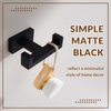 APLusee Double Robe Towel Hook, Stainless Steel Square Dual Coat Hook, Utility Bath Kitchen Storage Hanger Holder, Matte Black