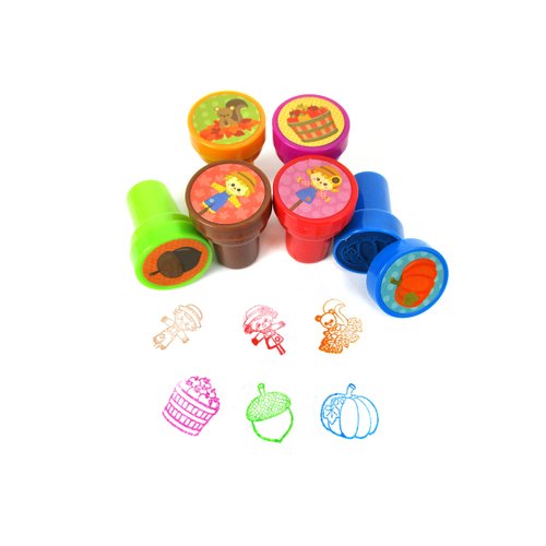 Tiny Mills 24 Pcs Fall Stampers for Kids Assorted Stamps for Kids Self Ink Stamps (12 Different Designs) Fall Party, Thanksgiving Halloween Party Favors, Goody Bag Filler Treats, Classroom Rewards