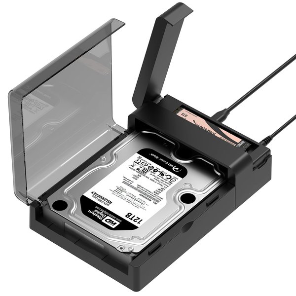 SABRENT USB Type-C Lay Flat Docking Station for M.2 PCIe NVMe + SATA 2.5'"/3.5" SSD & HDD with Offline Clone Function [DS-UFNC]