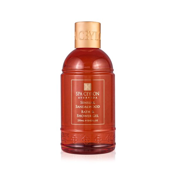 SPA CEYLON Sensual Sandalwood Bath & Shower Gel | Hydrating Herbal Bath Wash with Essential Oils | Organic Aloe Vera and Coconut | Vegetarian & Cruelty-Free