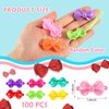 100 Pieces Girls Hair Barrettes Self Hinge Plastic Hair Clip Toddler Kids Baby 80s 90s Hair Pin Colorful Cute Hair Clip Cartoon Hair Accessories (Bow)