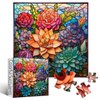 Stained Glass Succulent Puzzles for Adults 1000 Pieces, Mosaic Succulent Plant Puzzle Hard, Impossible Difficult Challenging Puzzles, Colorful Art Stained Glass Puzzle