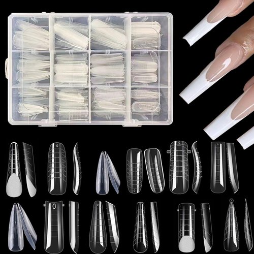 288PCS Dual Forms for Polygel Full Cover False Nail Tips with 12 Sizes Scale for Manicure Nail Art Design Salon