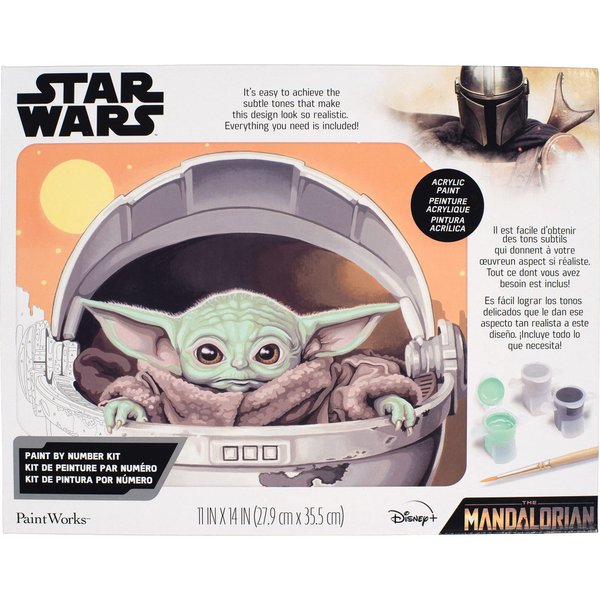 Dimensions PaintWorks Grogu Star Wars Paint by Number Kit for Adults and Kids, Finished Project 14" x 11", Multicolor 15 Piece