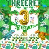 Three Rex Birthday Party Decorations Boy, Dinosaur 3rd Birthday Party Supplies Include Banner Tablecloth Fringe Curtains Three Rex Balloons Cake Toppers Stickers for 3 Rex Birthday Decorations Boys