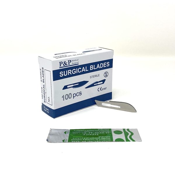Disposable Surgical Scalpel Blades Sterile High Grade Carbon Steel 2.1% 10xx Individually Foil Wrapped by P&P MEDICAL SURGICAL Size 21 Box of 100