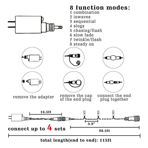 Dazzle Bright Red and Green Christmas String Lights, 300 LED 100 FT Connectable Waterproof String Lights Green Wire with 8 Modes, Xmas Vintage Decorations for Indoor Outdoor Party Yard Garden Decor