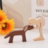 Men and Dog Figurines Wooden Gift Home Décor Accents，Wood Sculpture Puppy and Human Statue Figurine Office Decor Sculpture Model to Remember Friendship Between Dog and People,Eco-Friendly Gifts