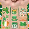 EMOME 50 Sheets Glitter Shamrock Tattoos Stickers, Individually Wrapped Glitter Irish Tattoo Stickers St Patricks Day Decorations Accessories, Glitter Temporary Tattoos for Kids St. Patrick's Day