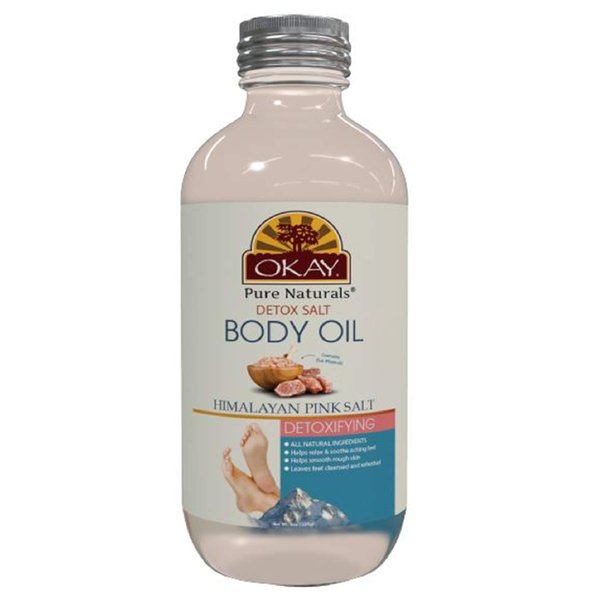 OKAY Pure Naturals- Detox Salt Body Oil- Himalayan Pink Salt with Lavender and Rose Oil 4oz