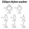 YOUYIDUN-650 Pcs White Nylon Flat Washer Assortment Kit, Round Flat Nylon Washers for Household Commercial Appliances Electrical Connections, 5-20 mm, M2/M2.5/M3/M4/M5/M6/M8/M10