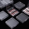 Noverlife 10PCS Press On Nail Storage Box, 2.6x2.6 inch / 6.5x6.5cm Clear Empty Plastic Nail Tips Storage Box with Arcylic Nail Display Sticks, Nail Glue Double Sided Tape for Press on False Nail