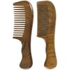 2 Pcs Wooden Comb Set Wide Tooth Comb and Fine Tooth Comb for Women Men Kids, Anti-static Detangling Comb Natural Sandalwood Comb for Curly Straight Fine Thick Hair