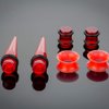 50pcs Ear Stretching Kit Silicone Tunnels Acrylic Tapers & Plugs 14G-00G Gauges Set Expanders for Women Men Body Piercing Jewelry, Red