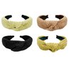 LUX TRENDS Set of 4 Straw Raffia Top Knot Headbands for Women Girls Hair Braided Headbands Knotted Turban Boho Wide Thick Top Knot Beach Summer Bohemian Hairbands