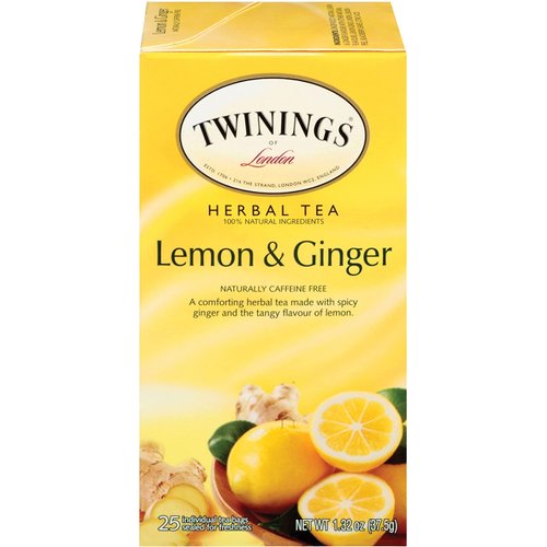 Twinings of London Lemon & Ginger Herbal Tea Bags, 25 Count