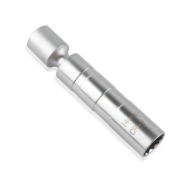 14mm Spark Plug Socket - 3/8" Drive 12 Point Magnetic Swivel Spark Plug Socket - Universal Car Accessories Thin Wall Spark Plug Socket Removal Tool Fit for Most Car SUV Silver