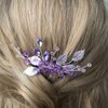 Aimimier Bridal Purple Crystal Leaf Hair Comb Amethyst Hair Piece Wedding Hair Accessories for Women and Girls (Purple)