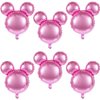 6 Pcs Mouse Head Balloons, 24'' Mouse Mylar Balloon Jumbo Mouse Head Aluminum Foil Balloons for Birthday Party Decorations Baby Shower Supplies Party Favors (Pink)