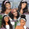 Musileoz Headband Wig Human Hair Body Wave Curly Glueless Wigs for Black Women Brazilian Virgin Hair None Lace Front Wigs Natural Hair Wigs Half Wig Head Band Long Wavy Wigs 150% Density