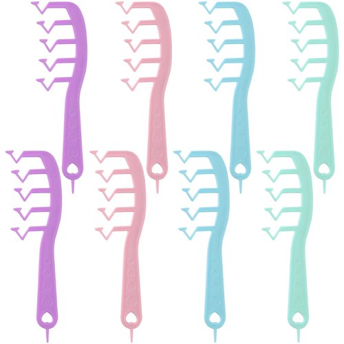 Jaasuee V-Shaped Comb Set Seam Distribution Comb for Hair Volumizing Wide Tooth Detangling Comb Hair Styling Tool for Enhanced Hairline Creation (8 Pieces)