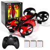 UNTEI 2 In 1 Mini Drones for Kids Remote Control Drone with Land Mode or Fly Mode, LED Lights,Auto Hovering, 3D Flip,Headless Mode and 3 Batteries,Toys Gifts for Boys Girls (Red)