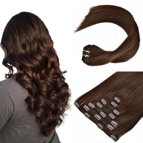 Clip in Hair Extensions Real Human Hair Remy Human Hair Extensions 120g Clip in Natural Hair Extensions Straight Clip ins Hair Extensions for Women 7pcs 8 Inch, #2