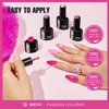 MEFA Pink Gel Nail Polish Set 6 Colors, Hot Pink Shades Spring Neon Light Bright Pink Magenta Electric Tones Craze Nail Art Design at Home DIY Manicure Kit Gifts for Women