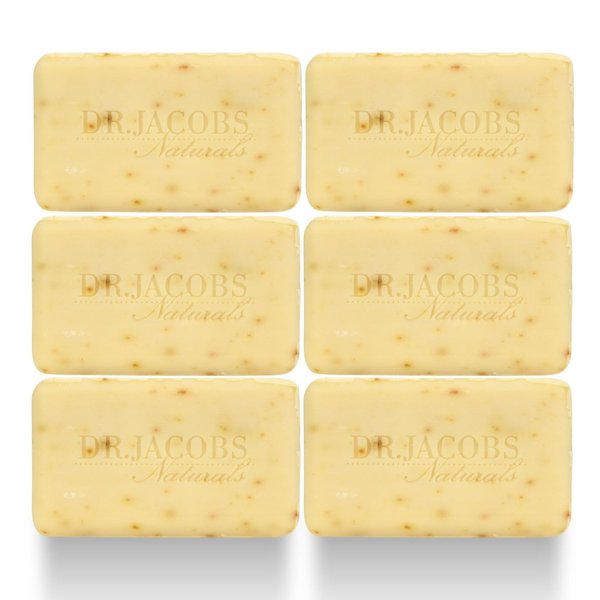 Dr Jacobs Naturals, Triple Milled Loofah Exfoliating Castile Bar Soap (Pack of 6) - Free of Parabens, Sulfates, Synthetics, Gltuen and GMO (Citrus Crush Cocktail)