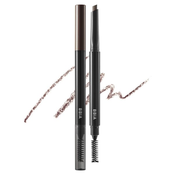 BBIA Last Auto Eyebrow Pencil 5 Colors – No Sebum Brow Definer Retractable Pencil with Dual-Sided Brush Waterproof Longlasting Shape & Define & Fill Eye Brow Vegan Korean Makeup (02 DARK BROWN R)
